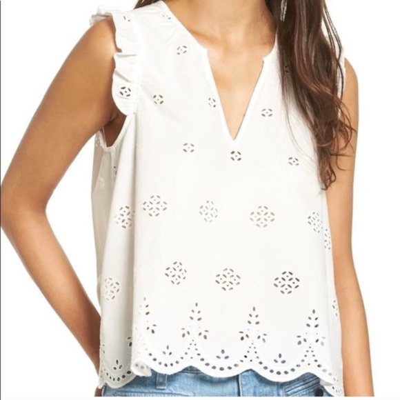 Madewell Tops - Madwell White Eyelet Tank Size S